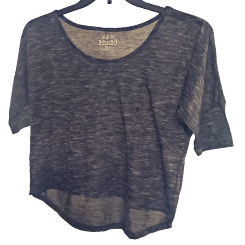 Mudd Women T-Shirt Short Sleeves Size S Round Neck Black